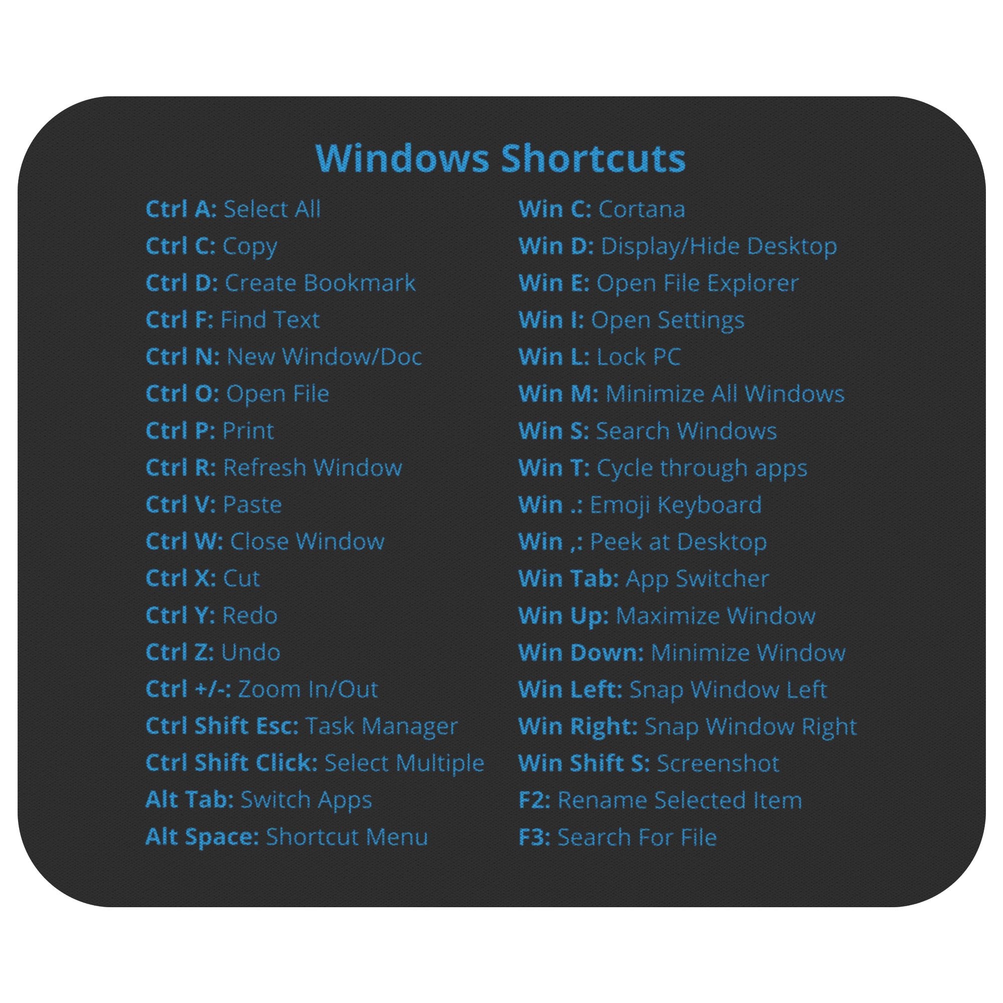LIMITED: Windows Shortcuts Mousepad (Enterprise Edition) Mousepads teelaunch